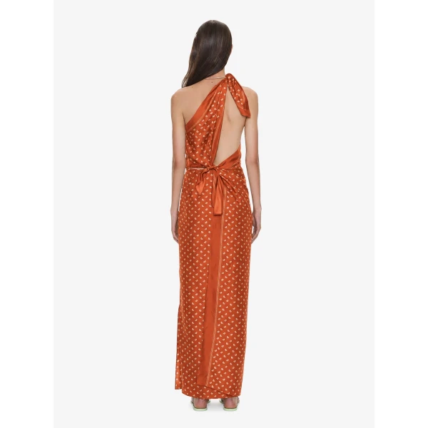 Christopher Esber Bandana Scarf Tie Dress in Carnelian, view 4