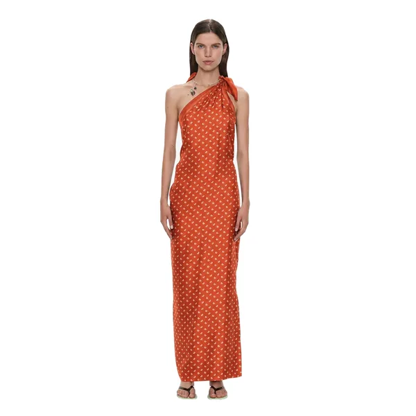 Christopher Esber Bandana Scarf Tie Dress in Carnelian
