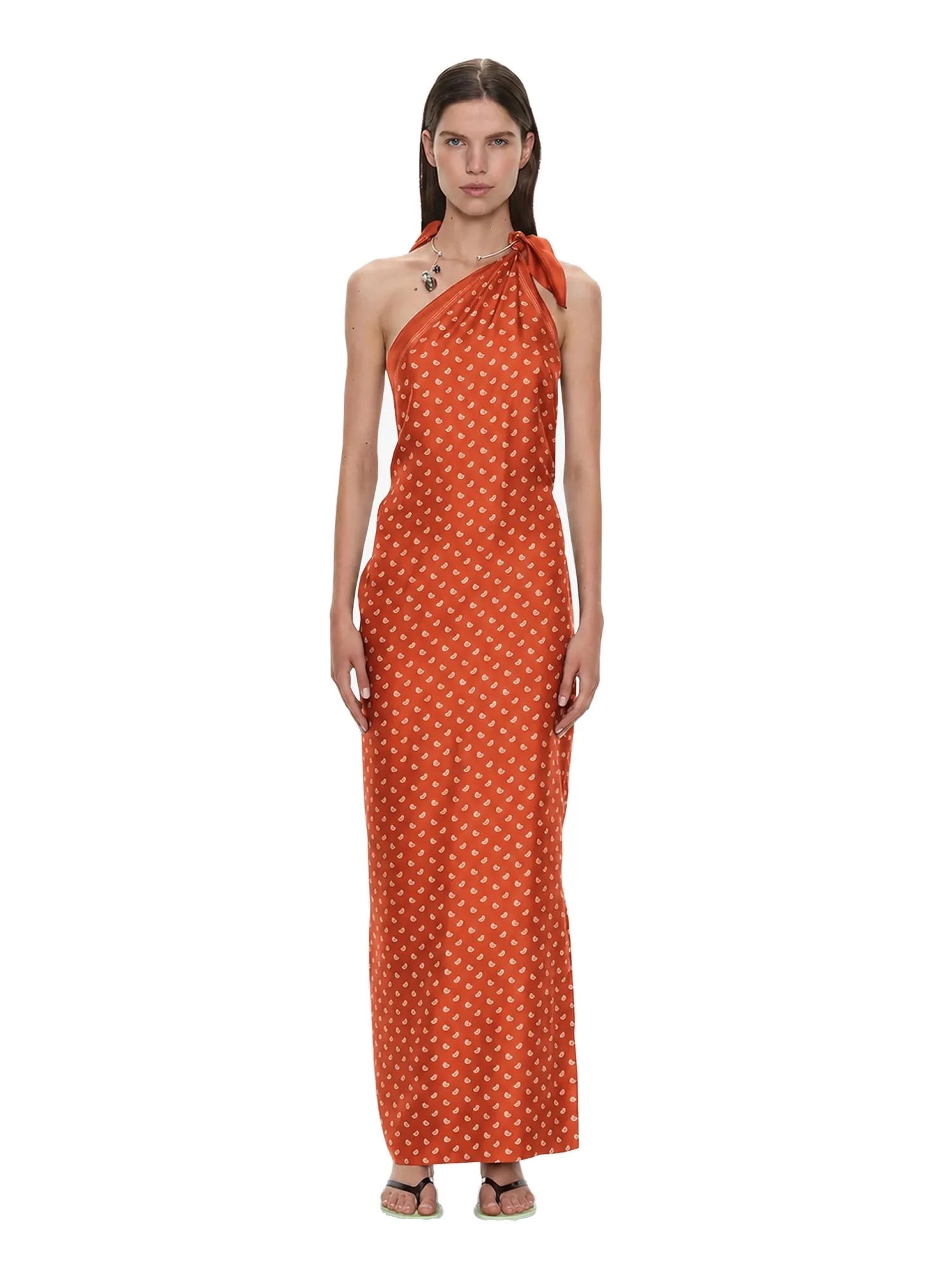 Christopher Esber Bandana Scarf Tie Dress in Carnelian