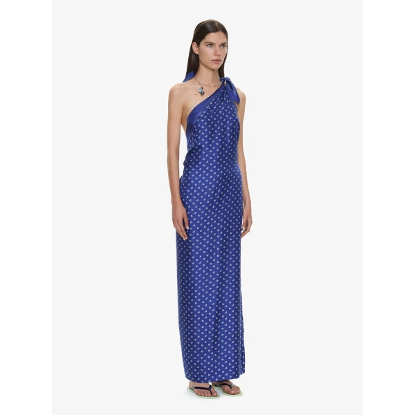 Christopher Esber Bandana Scarf Tie Dress in Indigo Bandana Print, view 2