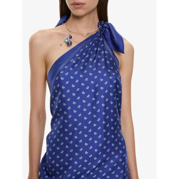 Christopher Esber Bandana Scarf Tie Dress in Indigo Bandana Print, view 3