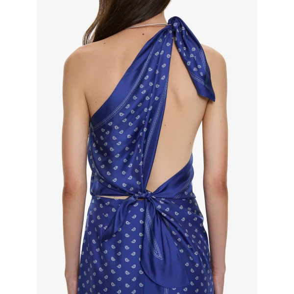 Christopher Esber Bandana Scarf Tie Dress in Indigo Bandana Print, view 4