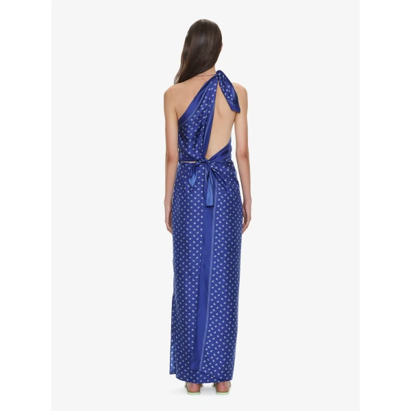 Christopher Esber Bandana Scarf Tie Dress in Indigo Bandana Print, view 5
