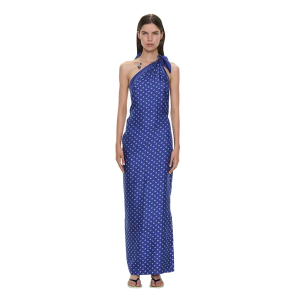 Christopher Esber Bandana Scarf Tie Dress in Indigo Bandana Print