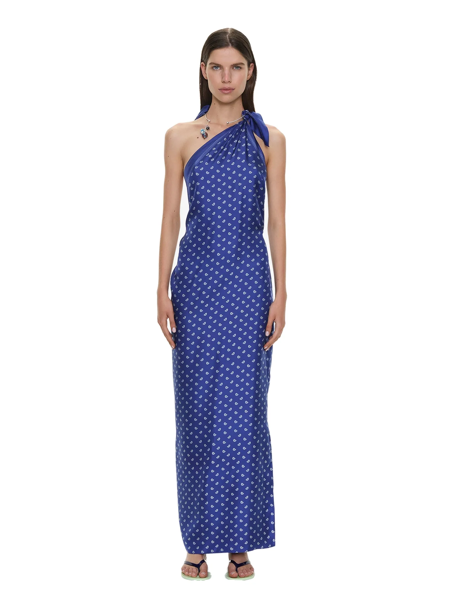 Christopher Esber Bandana Scarf Tie Dress in Indigo Bandana Print