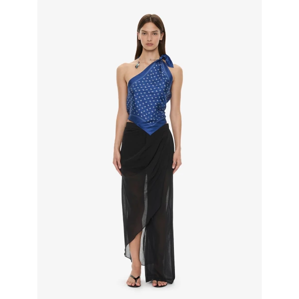 Christopher Esber Bandana Scarf Tie Top in Indigo Bandana Print, view 6