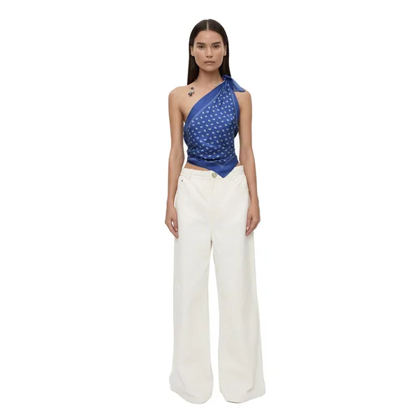 Christopher Esber Bandana Scarf Tie Top in Indigo Bandana Print