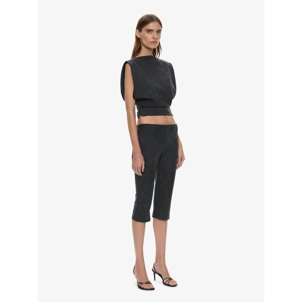 Christopher Esber Banyan Bias Top in Tropical Charcoal Marle, view 2