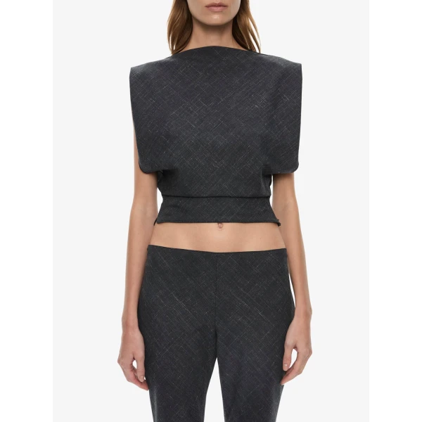 Christopher Esber Banyan Bias Top in Tropical Charcoal Marle, view 3
