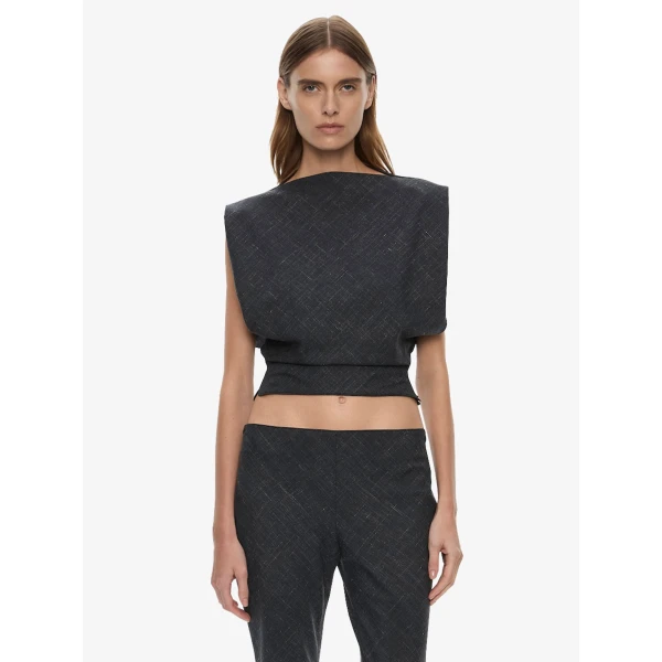 Christopher Esber Banyan Bias Top in Tropical Charcoal Marle, view 6
