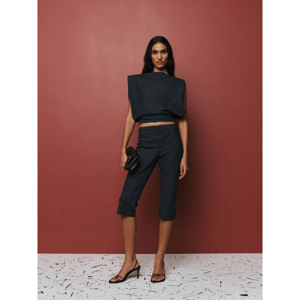 Christopher Esber Banyan Capri Pant in Tropical Charcoal Marle, view 5