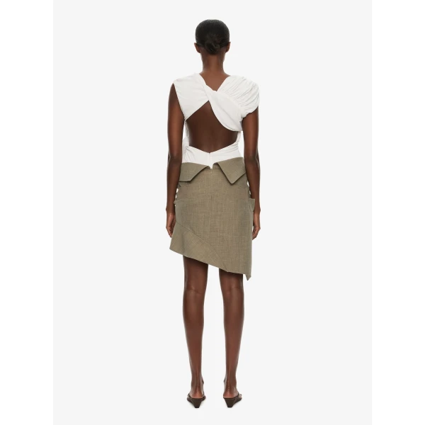 Christopher Esber Banyan Deconstructed Trench Skirt in Tropical Sage Marle, view 3