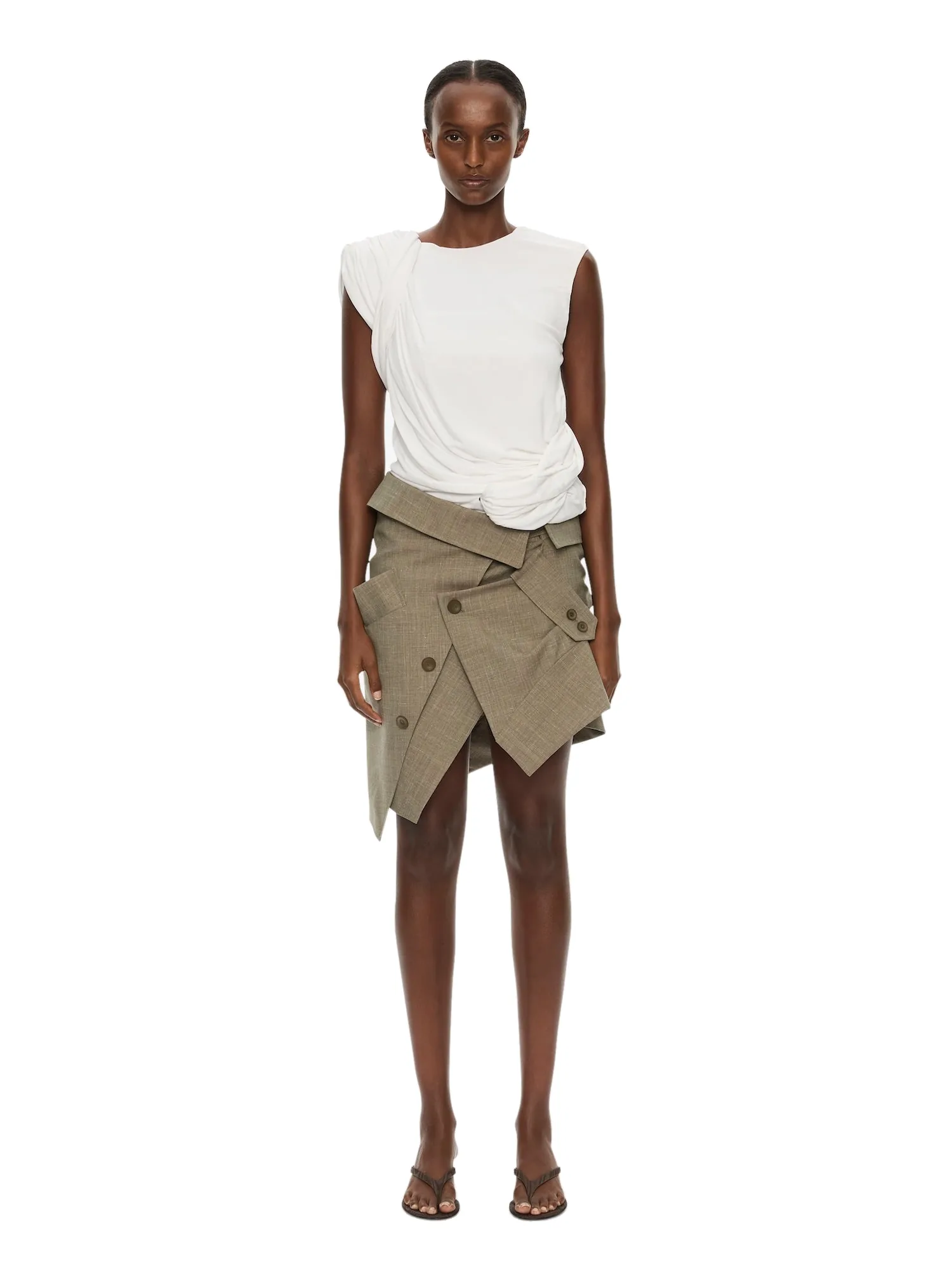 Christopher Esber Banyan Deconstructed Trench Skirt in Tropical Sage Marle