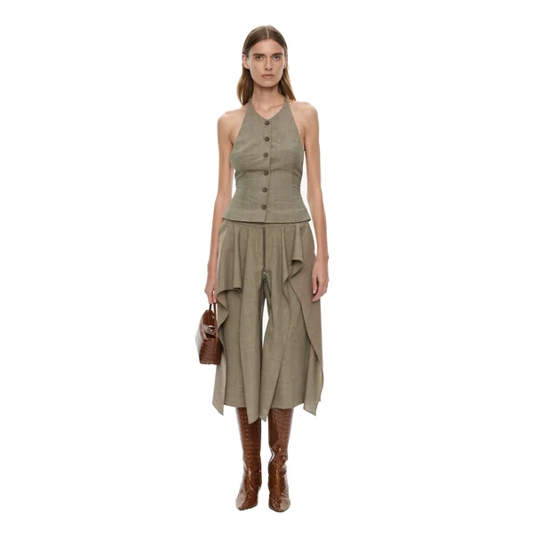 Christopher Esber Banyan Tailored Backless Vest in Tropical Sage Marle