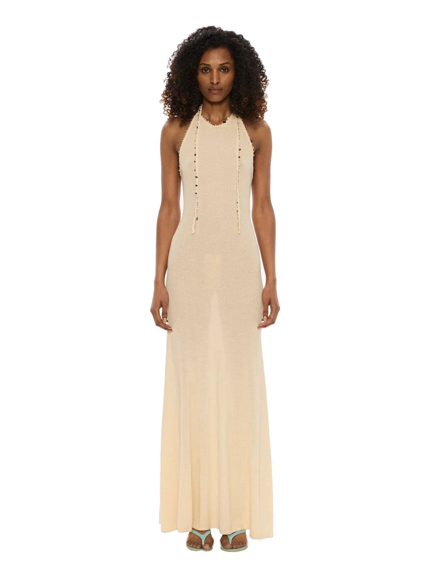 Christopher Esber Beach Quartz Halter Dress in Bone