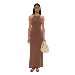 Christopher Esber Beach Quartz Halter Lycra Dress in Husk Brown