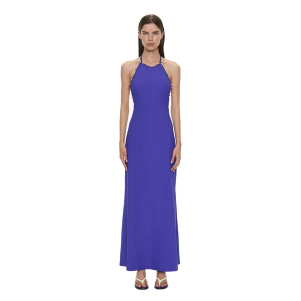 Christopher Esber Beach Quartz Halter Lycra Dress in Indigo
