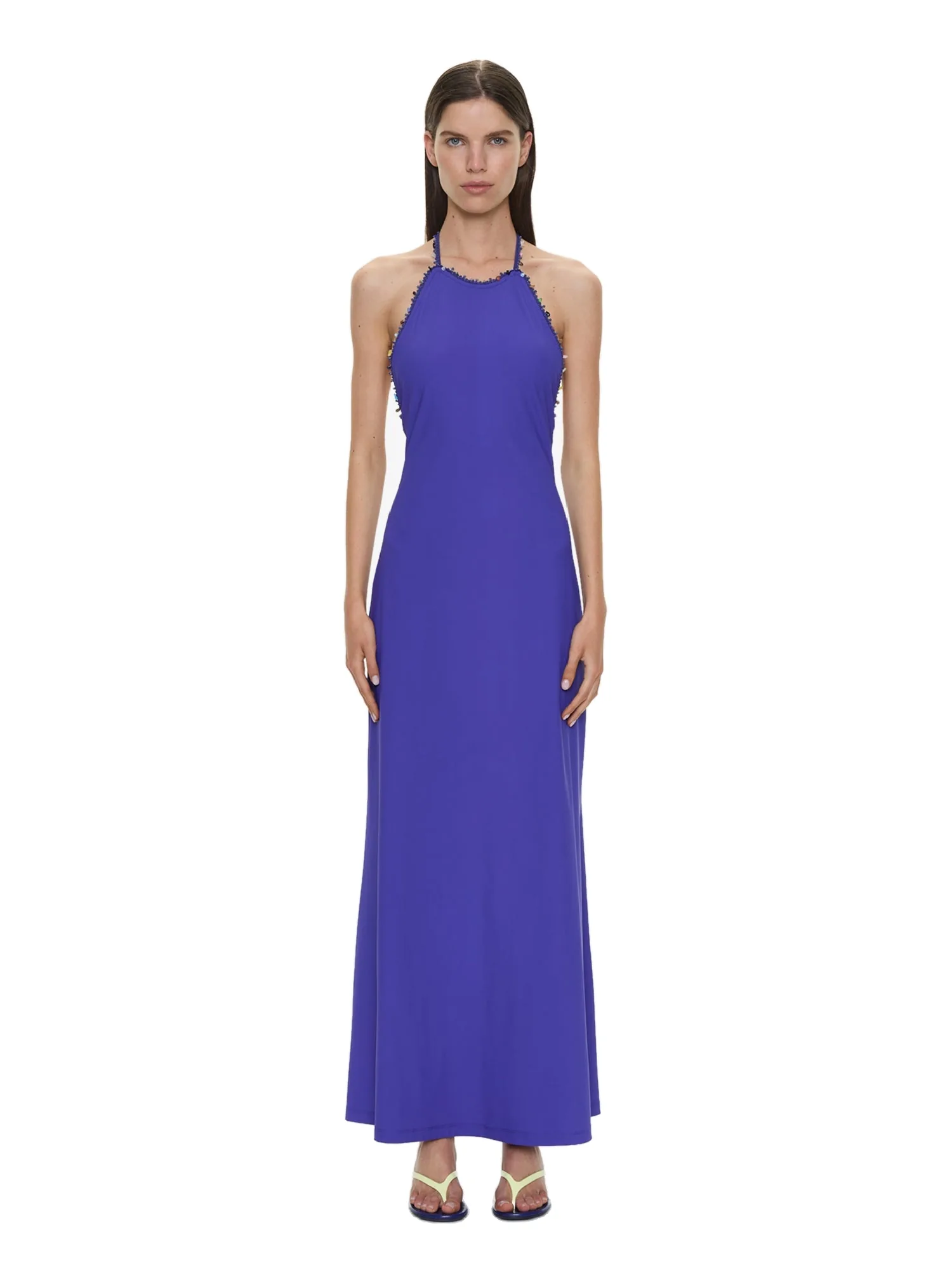 Christopher Esber Beach Quartz Halter Lycra Dress in Indigo