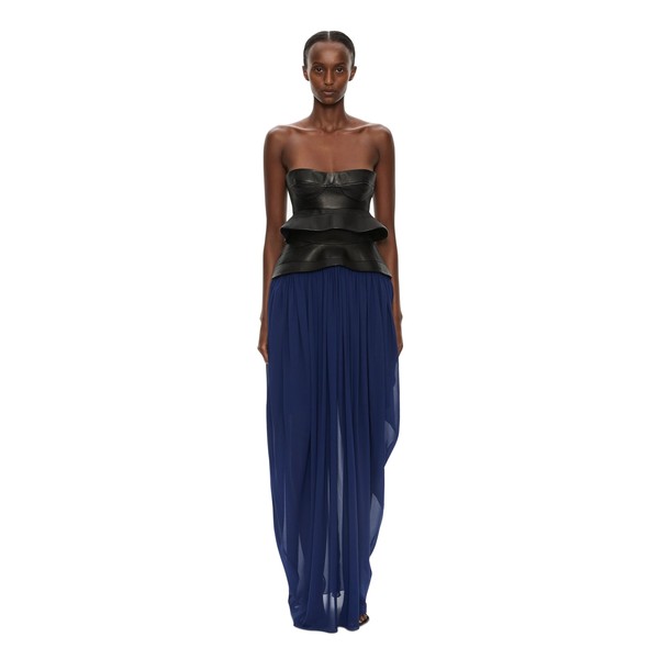 Christopher Esber Bellona Moulded Leather Belted Skirt in Ink Multi