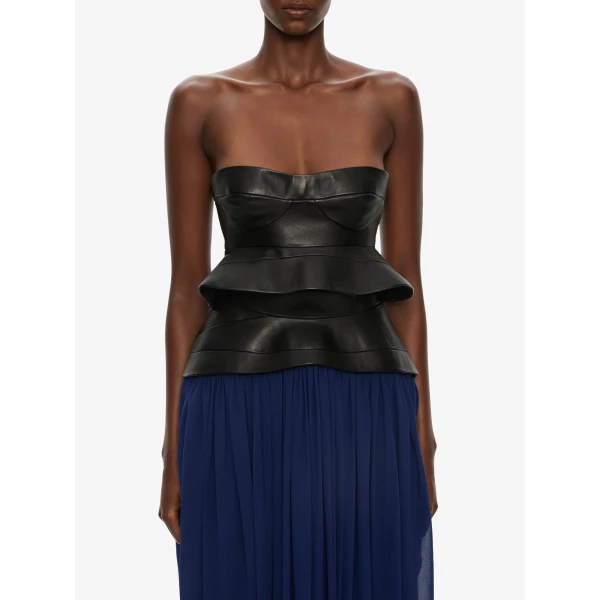 Christopher Esber Bellona Moulded Leather Bodice in Black Top, view 3