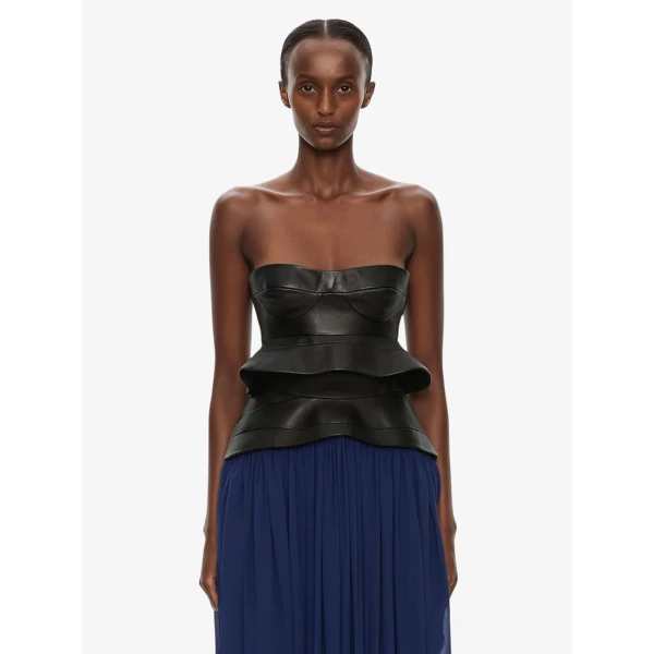 Christopher Esber Bellona Moulded Leather Bodice in Black Top, view 5