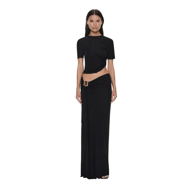 Bezel Quartz Cascade Skirt in Black