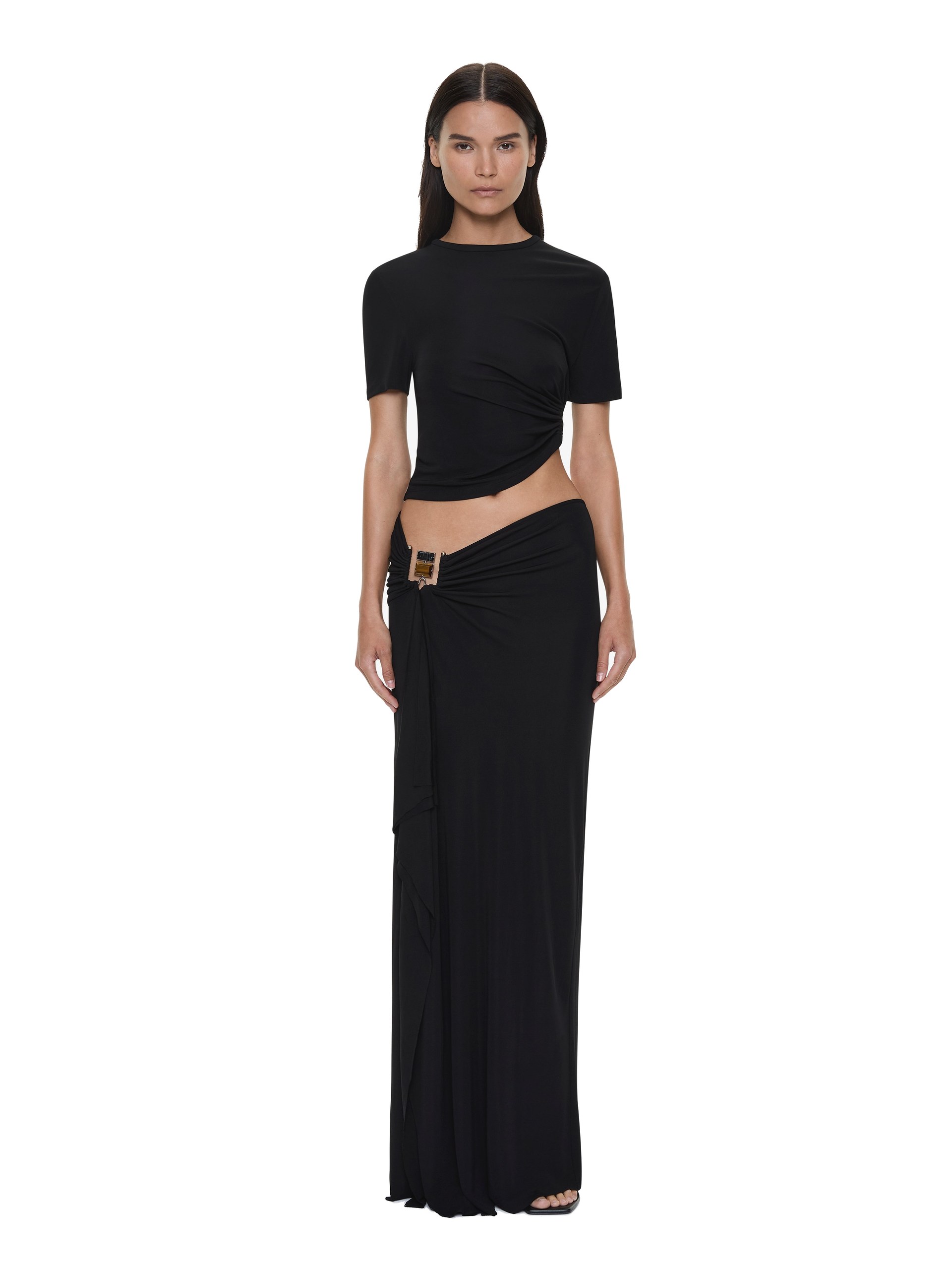 Christopher Esber Bezel Quartz Cascade Skirt in Black