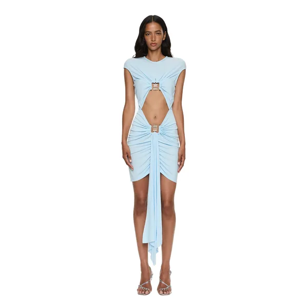 Christopher Esber bezel quartz disconnect short sleeve mini dress