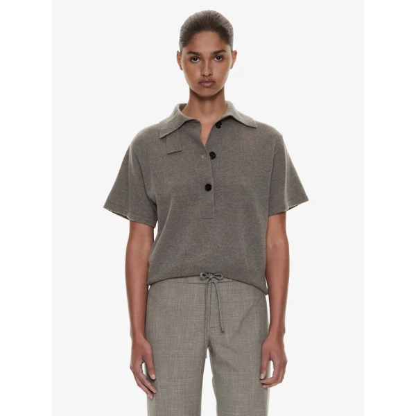 Christopher Esber Cashmere Knit Polo in Ash, view 5