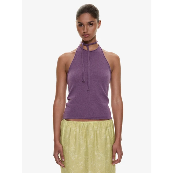 Christopher Esber Cashmere Rae Halter Tank in Mauve Top, view 5