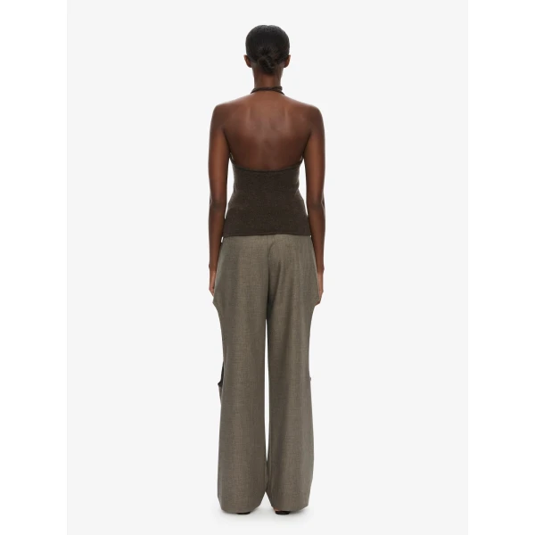 Christopher Esber Cashmere Rae Halter Tank in Umber Top, view 3