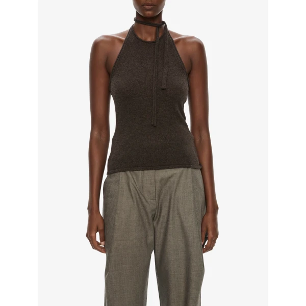 Christopher Esber Cashmere Rae Halter Tank in Umber Top, view 4