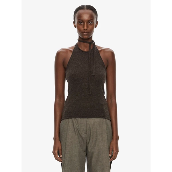 Christopher Esber Cashmere Rae Halter Tank in Umber Top, view 5