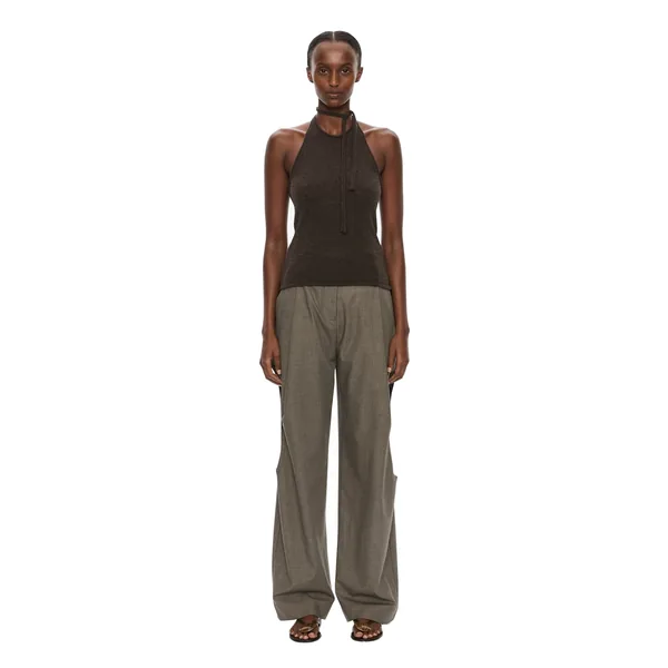Christopher Esber Cashmere Rae Halter Tank in Umber Top