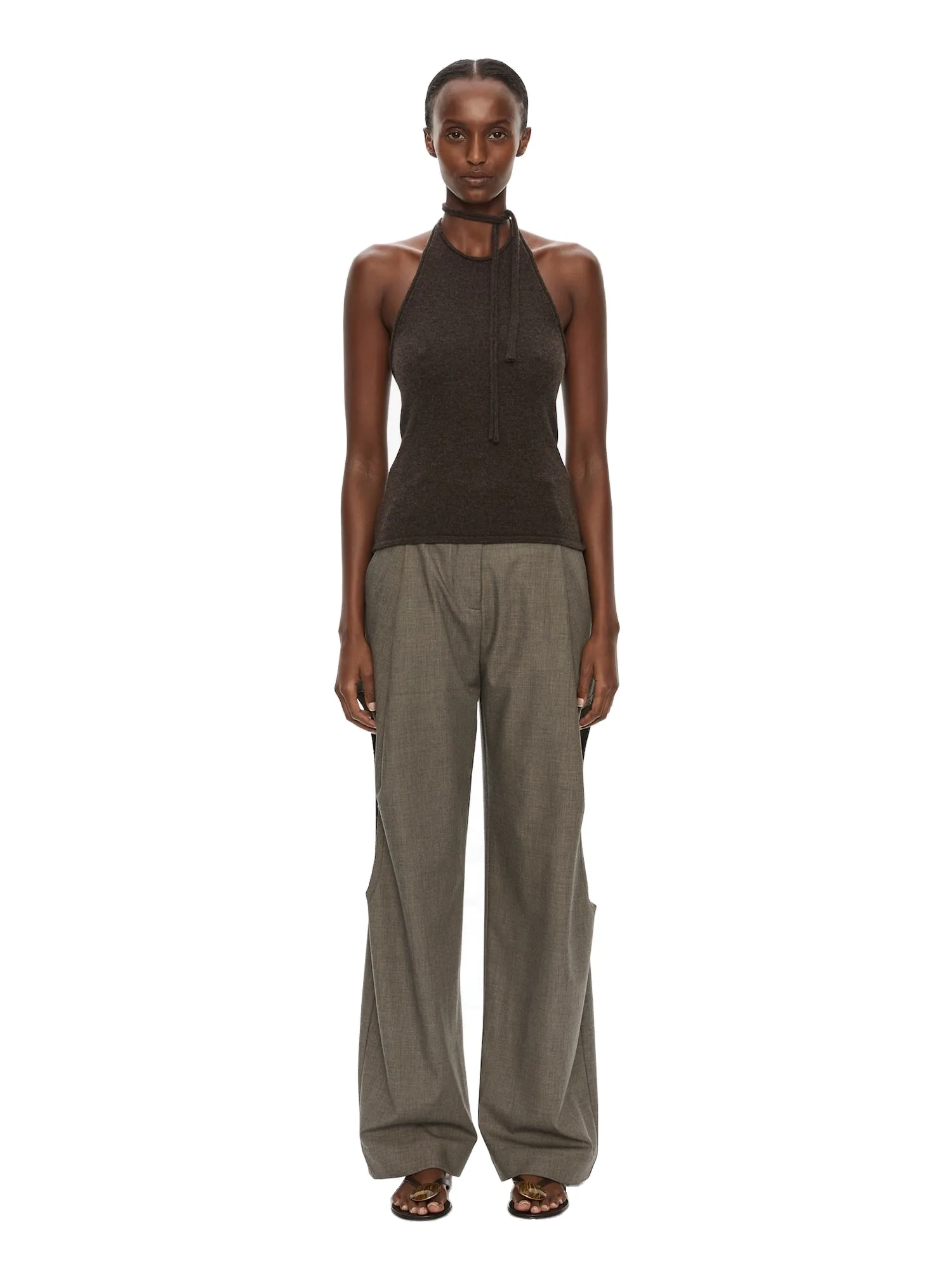 Christopher Esber Cashmere Rae Halter Tank in Umber