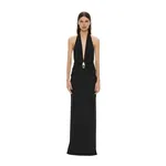Christopher Esber crystal pendant ruched lycra halter dress