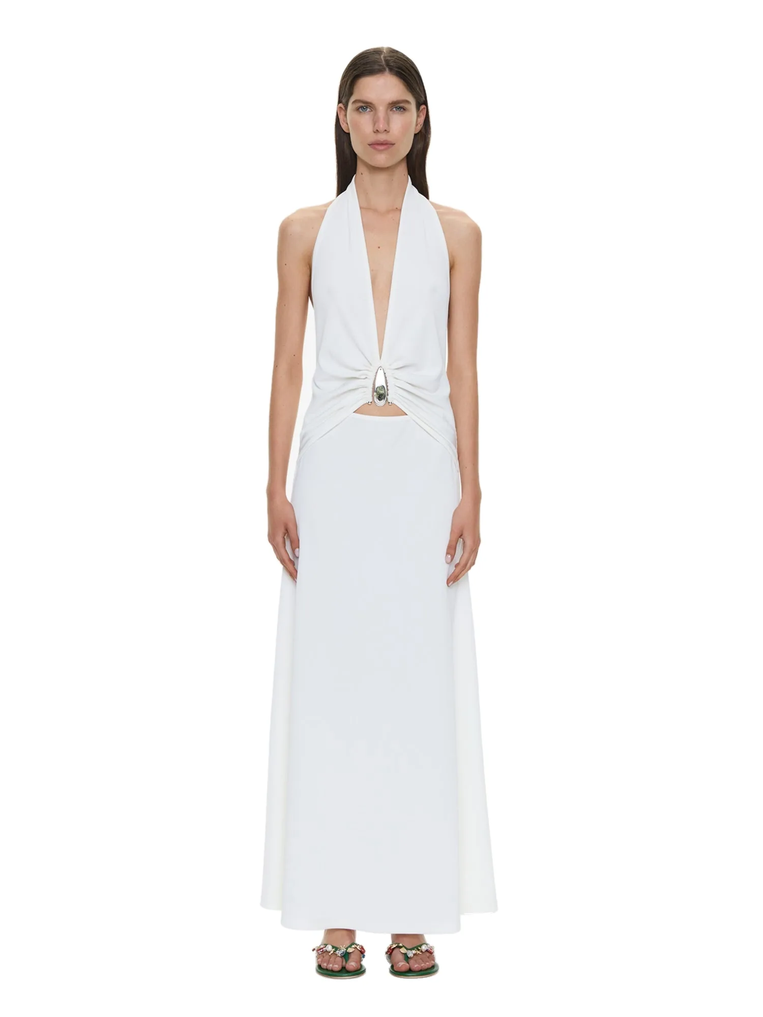 Christopher Esber Crystal Pendant Tank Dress in White