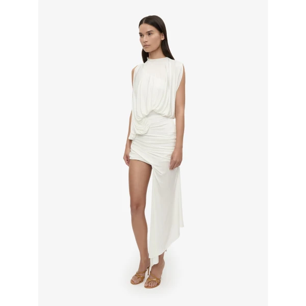 Christopher Esber Cumulus Tucked Mini Dress in White, view 2