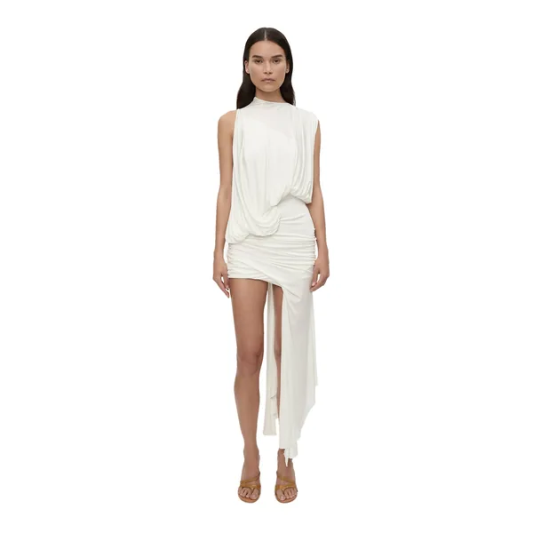 Christopher Esber Cumulus Tucked Mini Dress in White