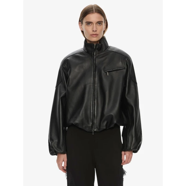 Christopher Esber Dannie Leather Bomber in Black Jacket, view 5