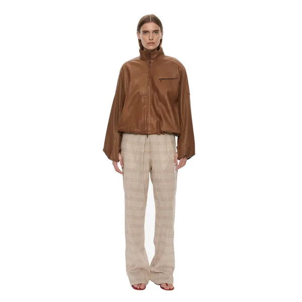 Christopher Esber Dannie Leather Bomber in Mud Jacket