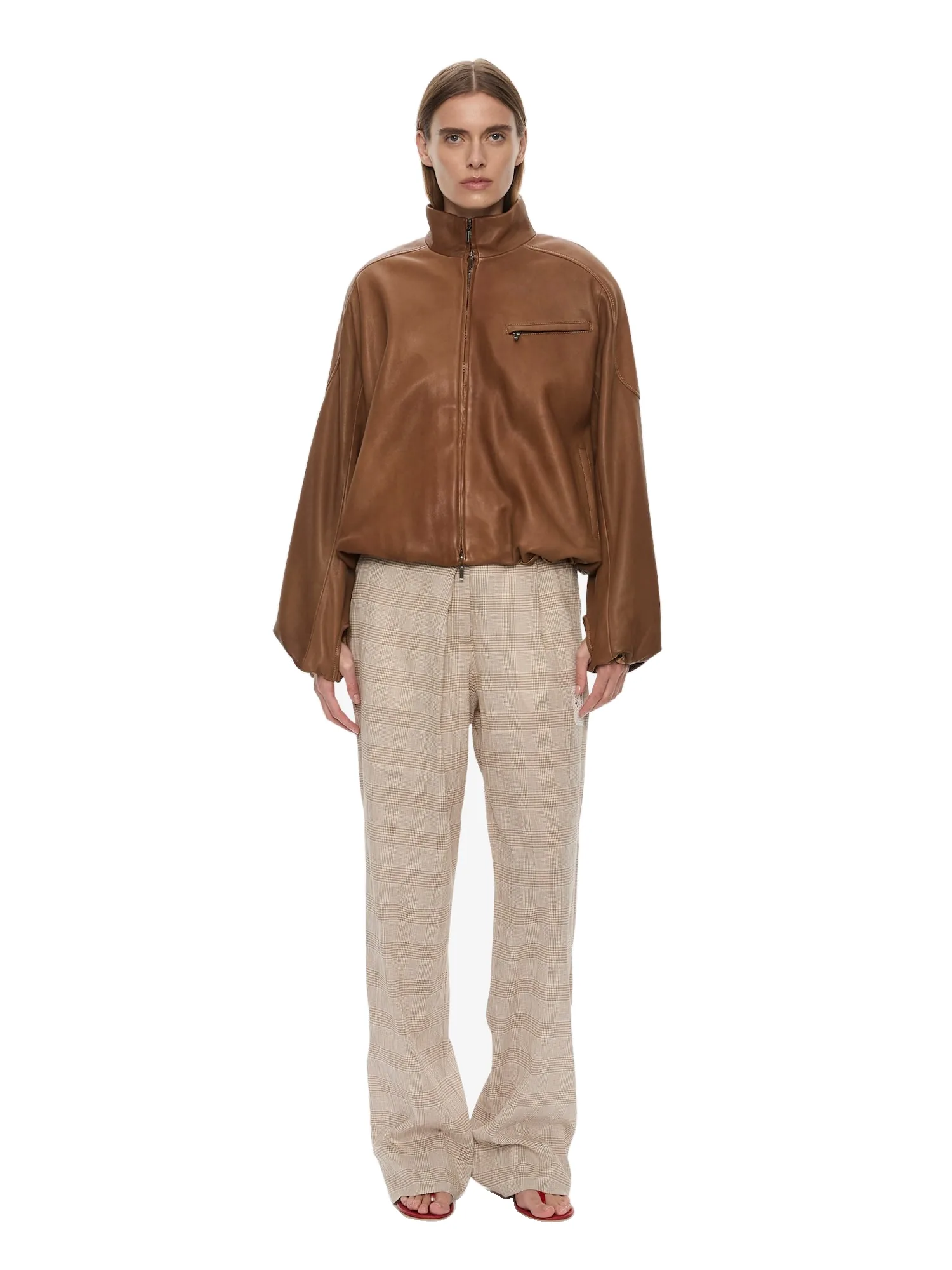 Christopher Esber Dannie Leather Bomber in Mud