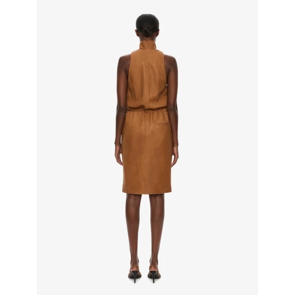 Christopher Esber Dannie Leather Zipped Dress in Cognac, view 4