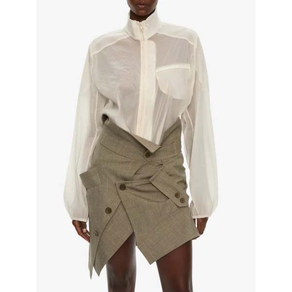 Christopher Esber Dannie Lucent Mottled Sheer Bomber in White Jacket, view 5