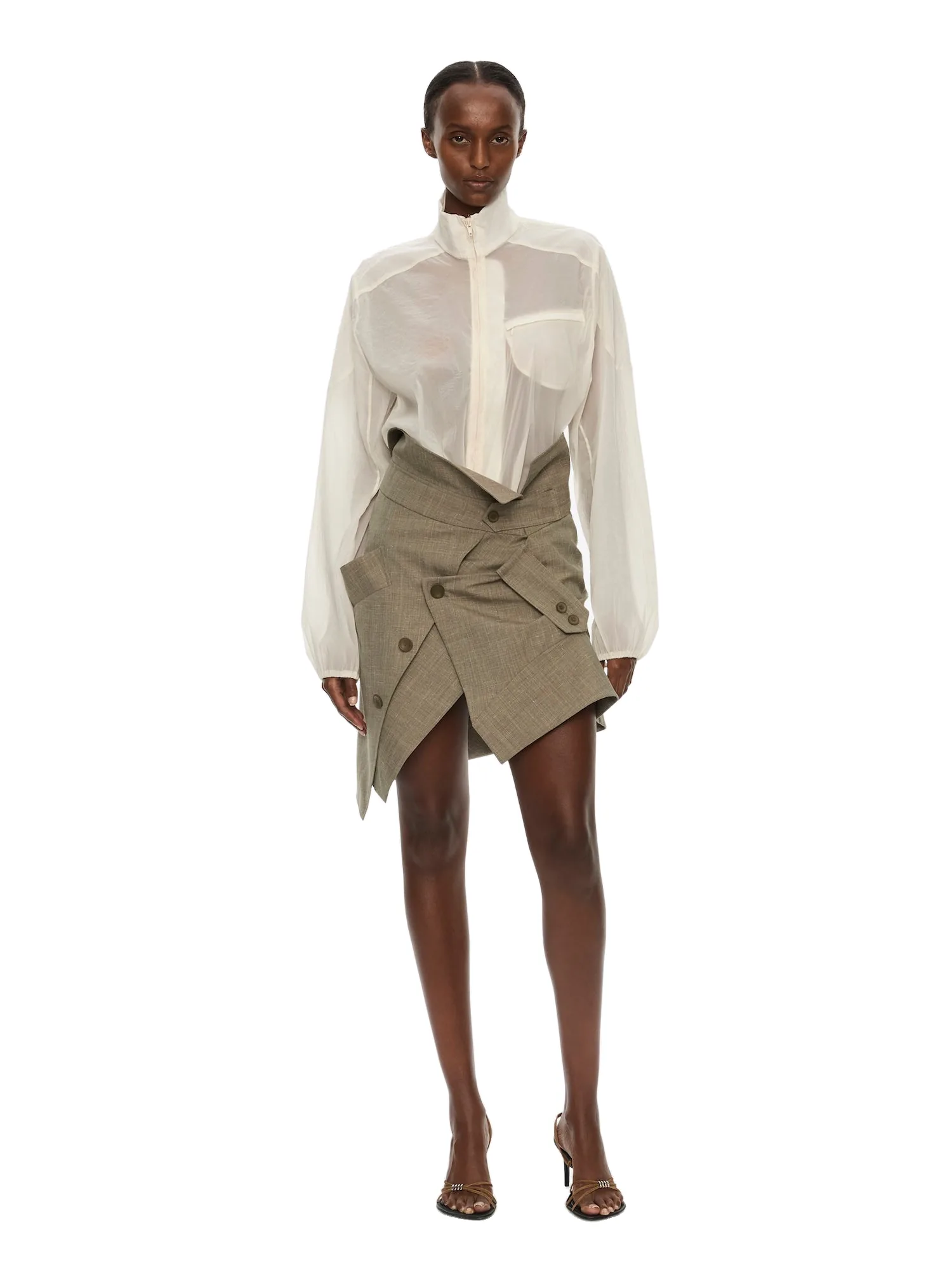 Christopher Esber Dannie Lucent Mottled Sheer Bomber in White