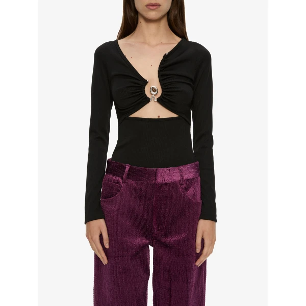 Christopher Esber Diverge Droplet Long Sleeve Top in Black, view 4
