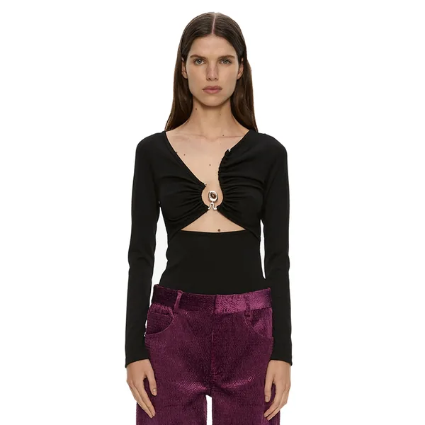 Christopher Esber Diverge Droplet Long Sleeve Top in Black