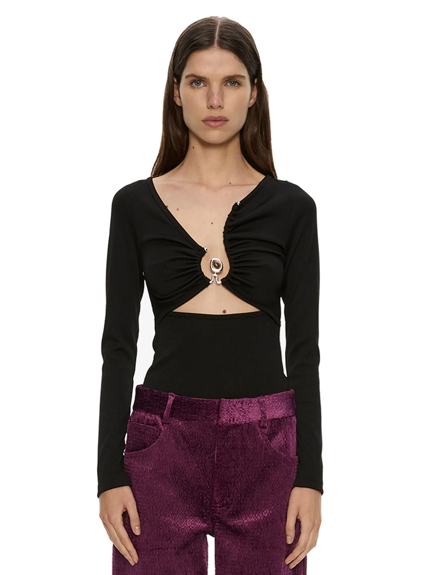 Christopher Esber Diverge Droplet Long Sleeve Top in Black