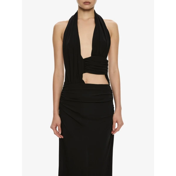 Christopher Esber Draped Cummerbund Jersey Dress in Black, view 3