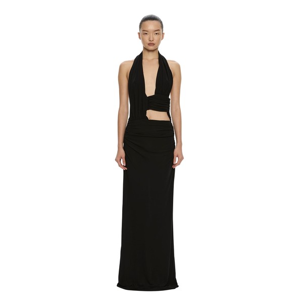 Christopher Esber Draped Cummerbund Jersey Dress in Black